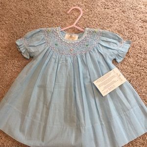 NWT Rosalina Blue smocked bishop dress